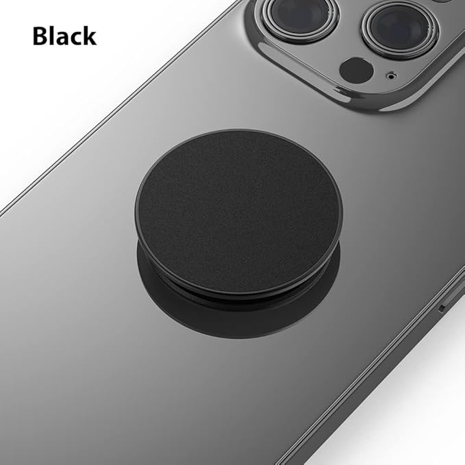 Phone Grip, Phone Ring Holder Finger Kickstand, 360°Rotation & Adjustable Metal Cell Phone Rings Gripper Stand Work with Magnetic Car Mount for iPhone Samsung & Other Phones - Black