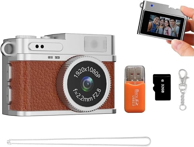 Mini Keychain Camera,1080P 2MP Mini Retro Digital Camera- Tiny Portable Small Cameras, Vintage Compact Micro Video Cameras with 32GB Memory Card, for Kids, Students, Travel,Work - Image 8