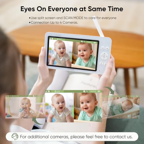 bonoch V2.0 1080P Baby Monitor with 2 Cameras, 7" Sp | Home Security C - Image 6