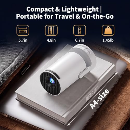 Mini Projector with WiFi and Bluetooth, Portable Projector Support 5w Soundbase Speaker, 170 ANSI, Auto Vertical Keystone, 180° Rotation Smart Projector Proyector for Home Bedroom Outdoor, HY300 Ultra