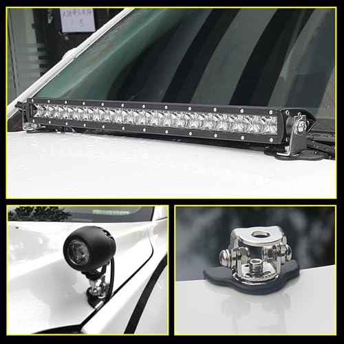 2 PCS Car Hood Light Bar Non-Destructive Fixing Bracket,Adjustable LED Work Light Base Mounting Holder, Safety Cushioning Metal Structure Bracket Column, Universal Car Accessories (Silver)