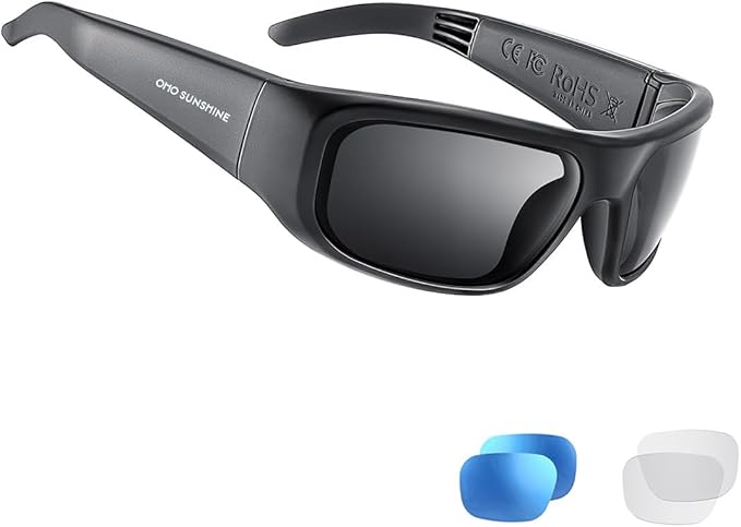 OhO Smart Glasses,Polarized Sunglasses with Bluetooth Speaker,Athletic/Outdoor UV Protection and Voice Control,Unisex(Grey Lens)