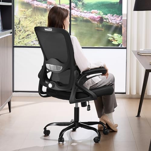 Ergonomic Office Chair,Mesh Office Chair with Lumbar Support,Mid Back Desk Chair with Flip-up Arms,400 lbs Comfy Computer Chair for Home Office - Image 2