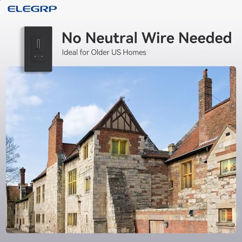 ELEGRP Slide Dimmer Light Switch, Universal Dimmable LED Lighting Control, Single Pole or 3 Way Dimmer Switches for Led Lights, Wall Plate Included, UL Listed, 2 Pack, Matte Black