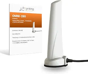 Poynting OMNI-280 Omnidirectional Wideband Cellular Desktop Antenna | SISO | 4G LTE | WiFi 2.4 GHz | 698-3800 MHz | Band 71 (1 Meter Cable)