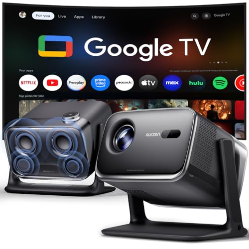 Aurzen BOOM mini Google TV Outdoor Smart Projector with 20W Dolby Audio