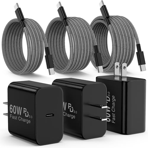 60W USB‑C Super Fast Charger, Braided Cables 3/6/10FT for Galaxy S26 Ultra - Image 1