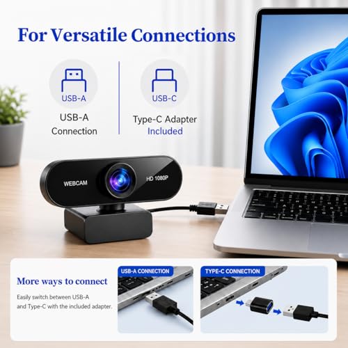 Gritto 1080P HD Webcam with Auto Focus & Microphone, | Computer Access - Image 5