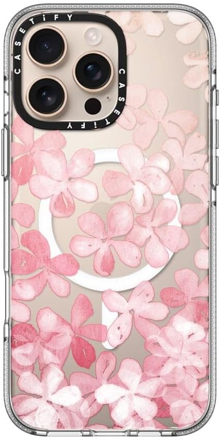 CASETiFY Clear iPhone 16 Pro Max Case [Not Yellowing / 6.6 ft. 3X Military Grade Drop Protection/Compatible with Magsafe] - Spring Blossoms - Clear