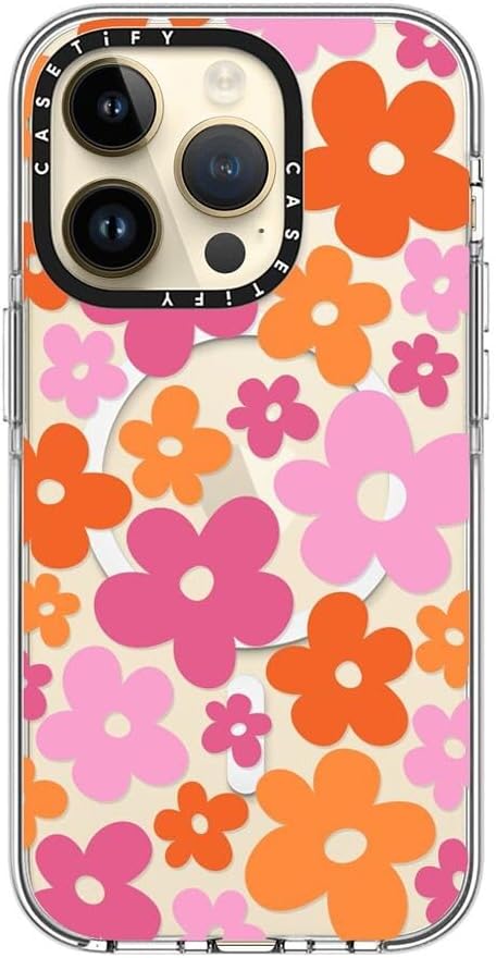CASETiFY Clear iPhone 14 Pro Case [Not Yellowing / 6.6 ft. 3X Military Grade Drop Protection/Compatible with Magsafe] - Abstract Florals - Clear