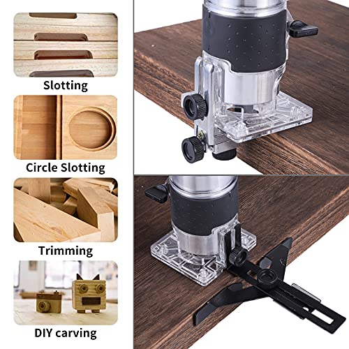 Router Tool, 110V 800W Compact Wood Router Tool for Woodworking, Electric Hand Trimmer 30000R/MIN Compact Edge Laminate (Blue) - Image 3