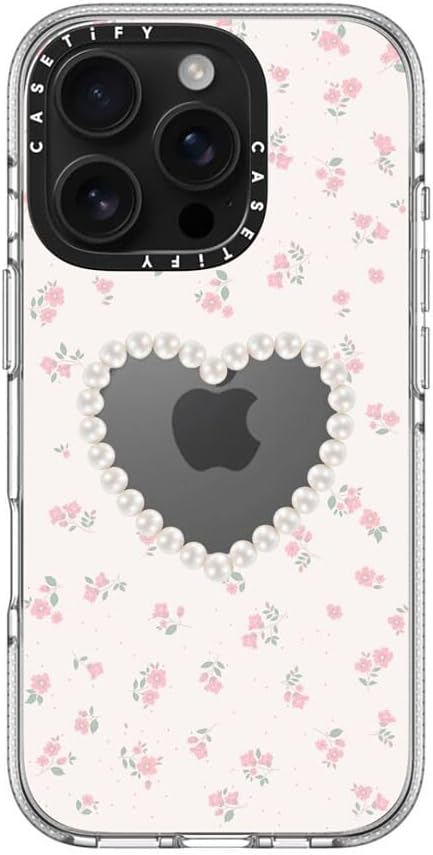 CASETiFY Clear iPhone 16 Pro Case [Not Yellowing / 6.6 ft. 3X Military Grade Drop Protection/Magsafe] - Pearly Heart - Clear