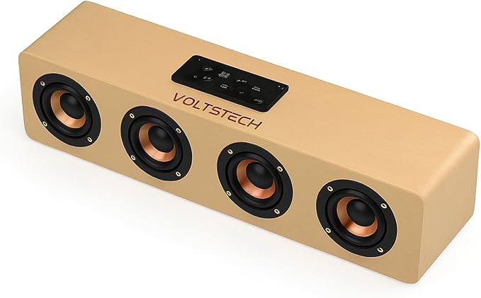 12W Professional Stereo Home Theater Wireless Wooden Speaker Natural Wooded Material 3D Stereo Wireless HiFi 4 Speakers Rechargeable Bass Effect Sound Bar for PC TV Mobile