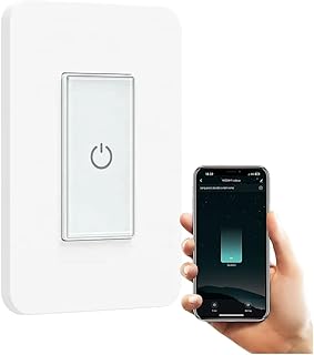 Nexete Smart Light Switch,2.4GHz Wi-Fi Single Pole Touch Switch, Timmer Voice & Smart Life App Control,Compatible with Alexa Google Assistant,Neutral Wire Required,White(Single Switch)