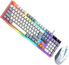 104 Keys= Gaming Keyboard and Mouse Combo with LED Backlit Quiet Computer Keyboard PC Keyboard USB Corded Keyboard - Image 1