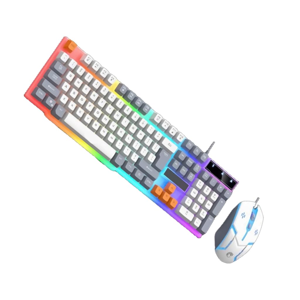 104 Keys= Gaming Keyboard and Mouse Combo with LED Backlit Quiet Computer Keyboard PC Keyboard USB Corded Keyboard