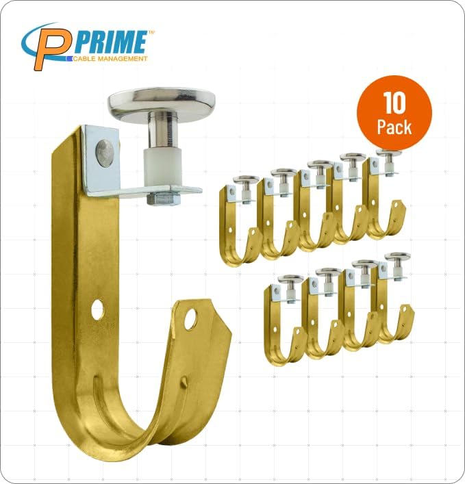 Heavy Duty Metal Cable & Wire Support J-Hook Hangers with High Strength Magnet - 10 Pack