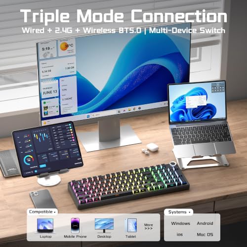 Aula F99 Pro Wireless Silent Mechanical Office Keyboard with Knob Num Pad