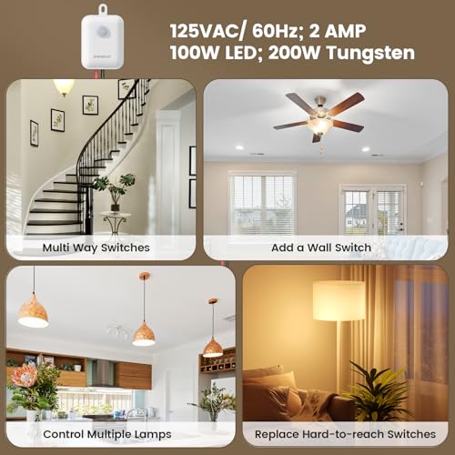 SURAIELEC Wireless Light Switch Receiver Kit, No Neutral Wire for Old Homes