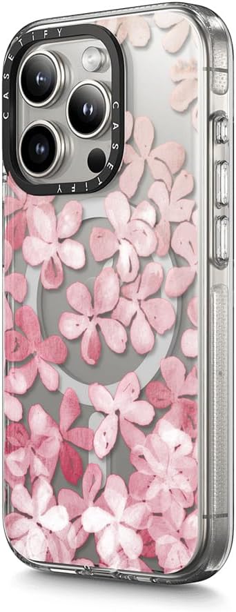 CASETiFY Clear iPhone 15 Pro Max Case [Not Yellowing / 6.6 ft. 3X Military Grade Drop Protection/Compatible with Magsafe] - Spring Blossoms - Clear