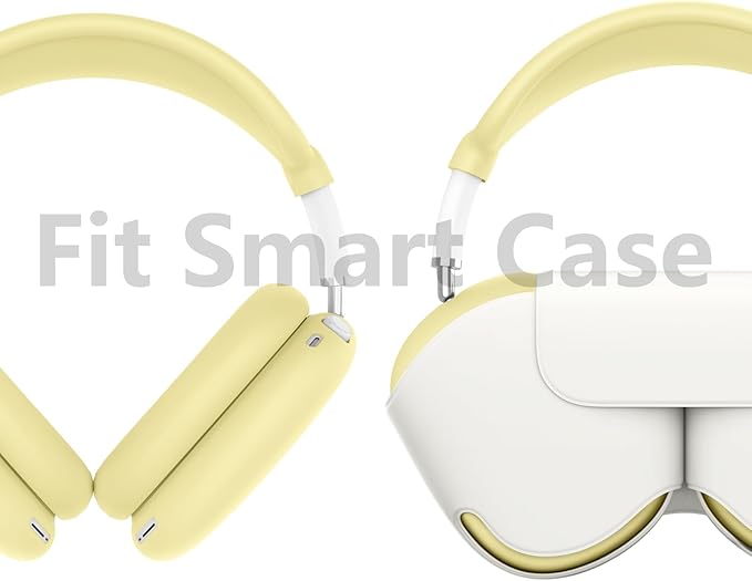 Silicone Case Cover for AirPods Max, Ear Pad Case Cover/Ear Cups Cover/Headband Cover for AirPods Max Headphones, Accessories Soft Silicone Protector for Apple AirPods Max New USB-C (2024) (Yellow)