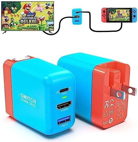 Mirabox Portable Switch Dock Charger for Nintendo Switch - 36W TV Docking Station with 4K HDMI, USB-C PD Fast Charging, USB 2.0 - Full-Featured USB-C Cable Included
