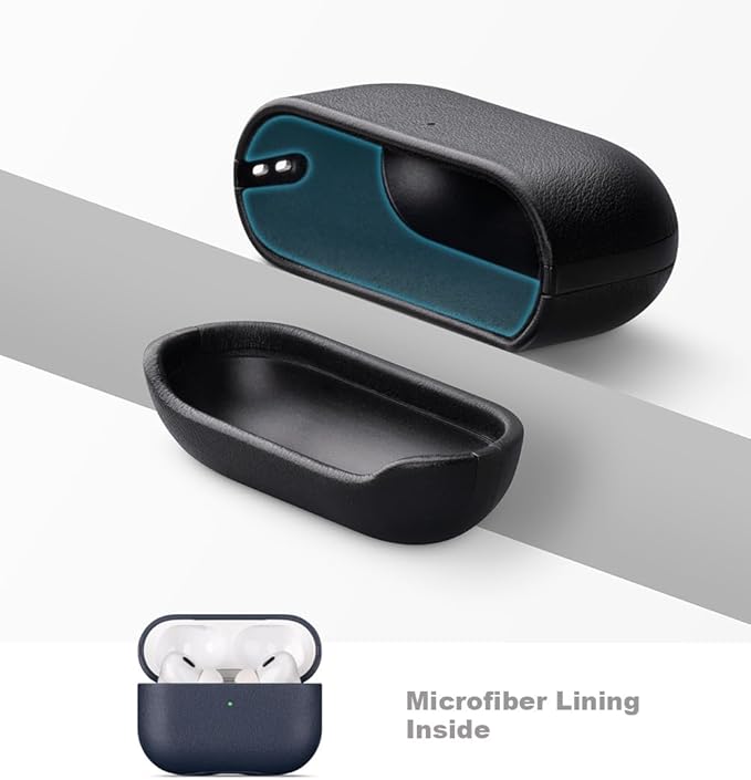 LOPIE Leather Case for AirPods Pro 2 - Handmade AirPods Pro 2nd Generation Case Cover with Lanyard - Made of Full Grain Leather - Drop Protection Hard Shell Cover - Wireless Charging Compatible - Blue