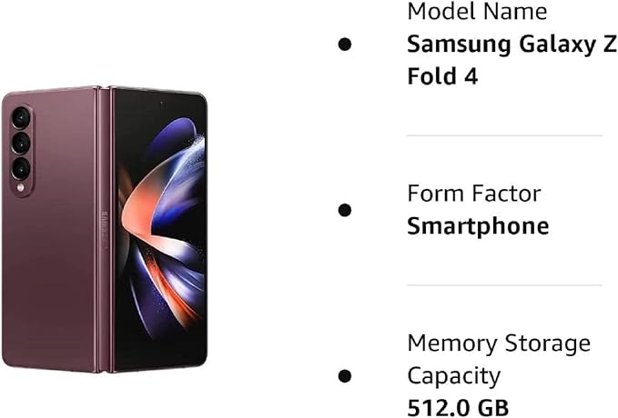 Samsung Galaxy Z Fold 4 5G US Version, 512GB, Burgundy - Unlocked (Renewed)