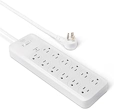 Amazon Basics 12-Outlet Surge Protector Power Strip, 4000 Joules, 8ft Extension Cord, Rectangle, for Home, Office, Gaming Room, White - Image 1