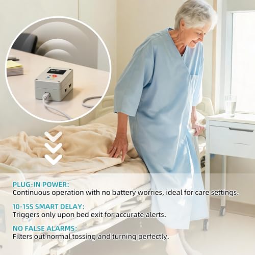 TOOCUST Bed Alert System for Seniors,40 Inch Extra Long Smart Bed Exit Monitor Mat with Dual Care Call Button Motion Reminder Pager for Household Bedroom and Residential Living