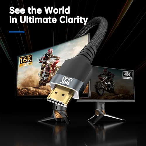 16.5FT 96Gbps Ultra High Speed HDMI 2.2 Cable,Gold-Plated Connectors,Supports 16K@60Hz,4K@240/480Hz,Dynamic HDR10+,3D,eARC,X and HDCP 2.2 & 2.1,Compatible with PS5, Xbox,Gaming PC,Projector - Image 6