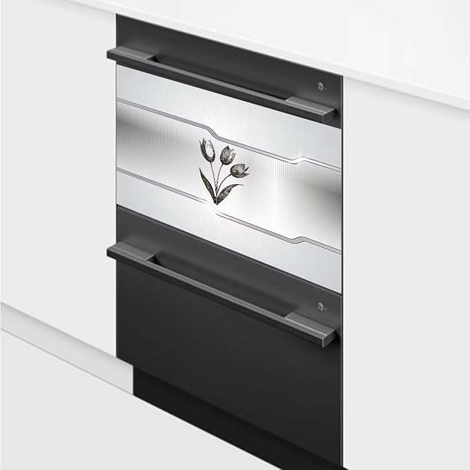 Silver Stainless Steel Effect Dishwasher Magnetic Cover Personalized Metal Flowers Universal Panel Decal for Refrigerator Magnet 23 x 17 Inch Home Kitchen Fridge Magnets