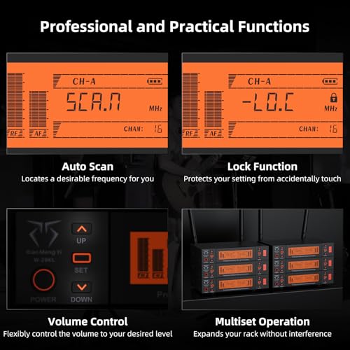 2-Channel Wireless Microphones System, 2 Metal Handheld Dynamic Mic Kit