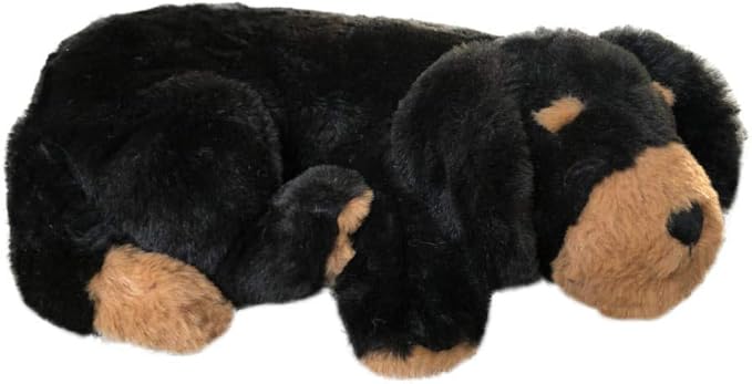 Puppy Heartbeat Toy Sleep Aid with 2 Long-Lasting Heat Packs Last 36 Hours Each Puppy Anxiety Relief Soother Dogs Cuddle Calming Behavioral Aid for Pets (Black and Brown)