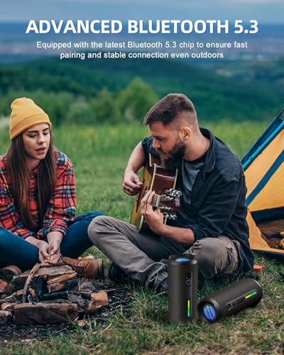 OHAYO Portable Bluetooth Speaker, IPX7 Waterproof, 24W Stereo, LED Lights - Image 6