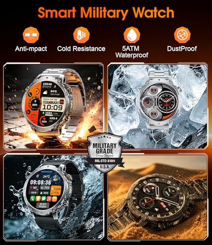 LIGE Military Smart Watch for Men, 1400mAh 60-Days Battery, 1.85" HD Smartwatch with LED Flashlight, 100+ Sports Mode, IP68 Waterproof, Pedometer, Fitness Watch for Android iOS - Image 7