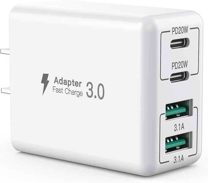 SCCVEE USB C Wall Charger, 40W 4-Port USB C Charger Block, Fast Charging Block Dual Port PD+QC Wall Plug Multiport Type C for iPhone 16/1514/13/12/11/Pro Max/XS/XR/8/7, iPad, Samsung Phone, Tablet