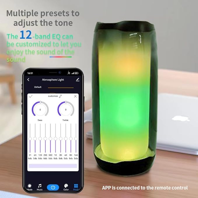 Portable Bluetooth Speaker, Clear Sound, RGB Lights Sync to Music TF-Card Wireless BT 5.3 Dual Stereo Pairing Wireless Speaker for Outdoor, Home, Party, Beach, Shower