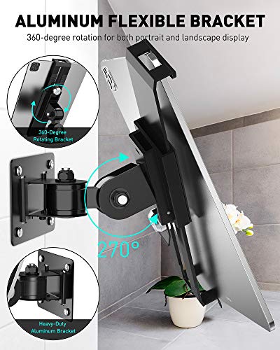 AboveTEK Tablet Wall Mount -360° Rotation iPad Wall Holder for Retail & Business, Anti Theft iPads Stand Fits 7"-11" Tablets Including iPad Pro/Air/Mini, Galaxy Tab - Security Lock & Key - (Black)