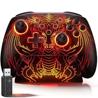 Wireless PC Controller with Hall Effect Joysticks & Triggers,Gaming Controller for PC/Switch 2/Switch/Android/iOS with Charging Dock,1000Hz Polling Rate,1000mAh Battery, RGB Light Modes, Programmable,Turbo, Motion