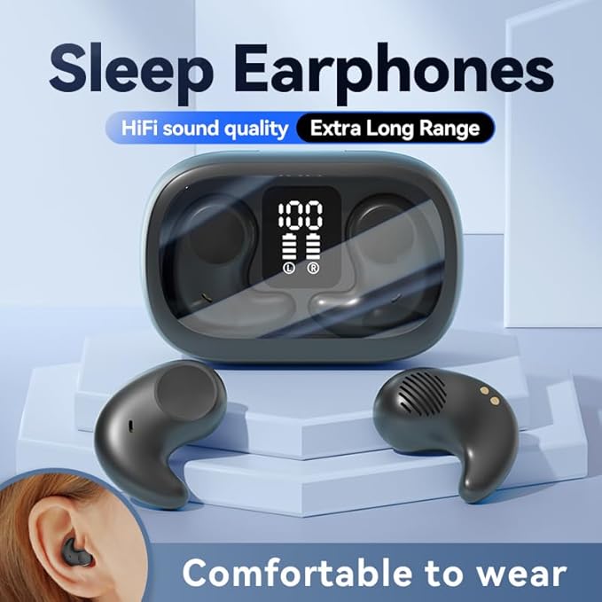 Bluetooth Earbuds,Wireless Sleep Ear Buds,Invisible Noise Cancelling Headphones,Bluetooth 5.4 Sleeping Headset for Side Sleepers Small Ears Canal,Discreet in-Ear Tiny Earphones,for Samsung/Android