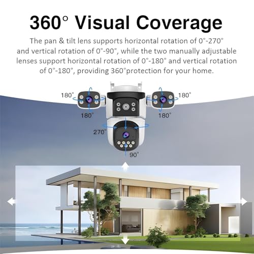 EVERSECU Triple Lens WiFi PTZ Security Camera, Three | Home Security C - Image 5