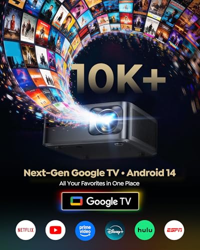 Official Google TV 14.0 Smart Projector, 4K Supported, Real 1100 ANSI, MEMC,Gemini AI,HDR10,30W Dolby Audio, WiMiUS G2 Auto Focus, WiFi 6 & Bluetooth Home Theater Projector for Outdoor Movies & Sports
