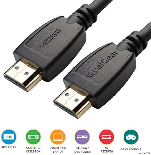 QualGear High Speed HDMI 2.0 Cable with Ethernet (3 Feet - 12 Pack) - 100% OFC Copper, 24K Gold Plated Contacts, Triple-Shielded. Supports 4K Ultra HD, 3D, 18 Gbps, ARC (QG-CBL-HD20-3FT-12PK)