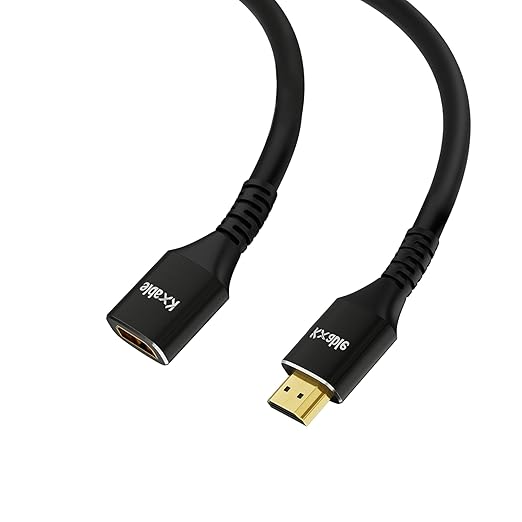 8K HDMI Extension Cable 25 FT, HDMI 2.1 Ultra High Speed Male to Female Cord Adapter, 26AWG OFC Conductor, Compatible with Roku TV Stick PS5 PS4 Xbox Laptop PC Player Google Chromecast Wii U HDTV