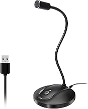 USB Microphone, 360 Degree Adjustable Gooseneck Design, Mute Button & LED Indicator, Noise-Canceling Technology, Plug & Play, Compatible with Windows & MacOS - Image 1