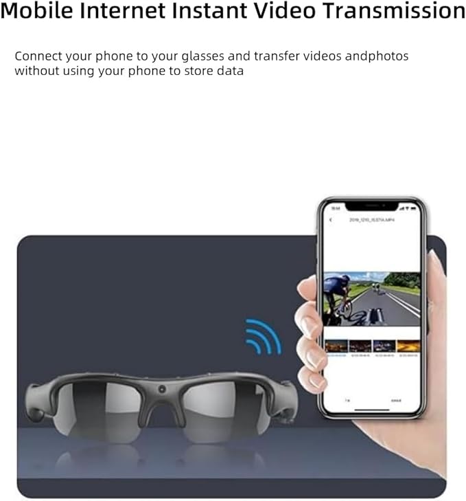 Smart Bike Glasses Camera HD 1080P WiFi Sports Glasses with Camera Video Glasses Video for Men/Woman with 32G TF Card