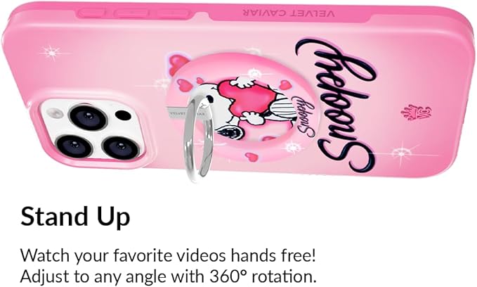 VELVET CAVIAR Compatible with MagSafe Phone Grip - Magnetic Ring Holder with Adjustable Stand - Removable MagSafe Accessories for iPhone 16, 15, 14, 13, 12 (Snoopy Be Mine)