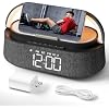 Alarm Clock Bedroom with Wireless Charger Bluetooth Speaker FM Radio Light