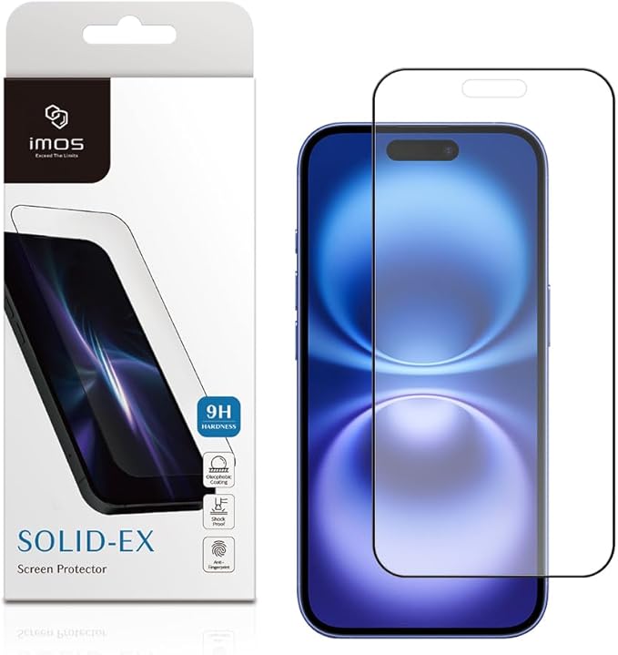 imos Matte Screen Protector for iPhone 16 Pro Max / 16 Pro / 16/16 Plus, 2.5D Ultra-Thin Black Border Tempered Glass, Durable and Drop-Resistant, Bubble Free, Easy Installation (iPhone 16 Pro Max)
